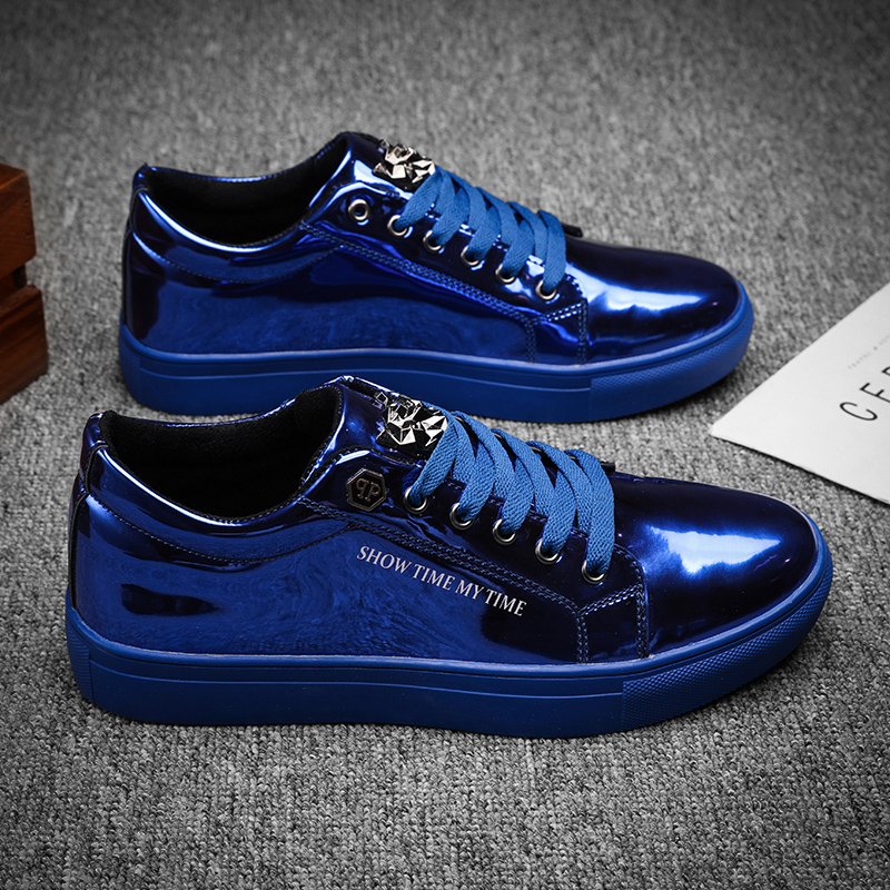 Luxury Men Lifestyle - Luxe Mannen Casual Sneakers Blauw Glanzend