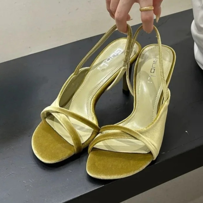 Luxury Lifestyle Store - Fluwelen Luxe Vrouwen Hakken Schoenen Open