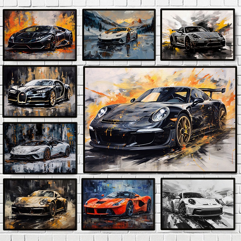 Luxury Lifestyle Store - Moderne abstracte luxe auto's poster kleurrijke