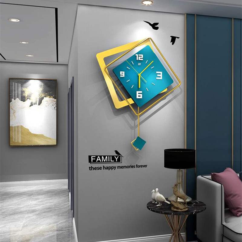 Luxury Lifestyle Watches - 3D Scandinavische vierkante schommelwandklok Woonkamer Minimalistische